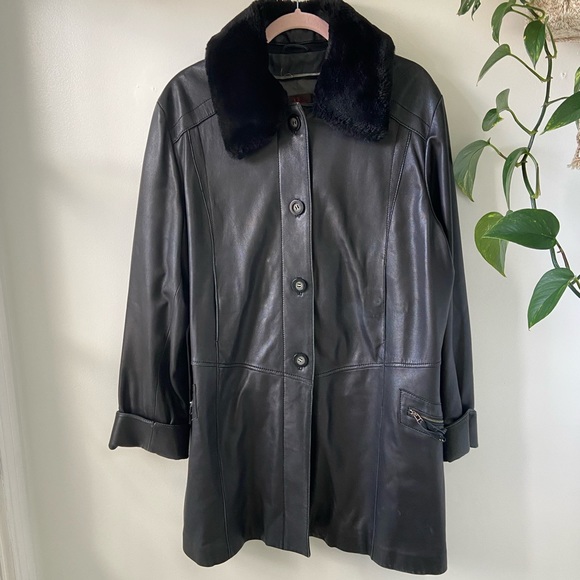 Vintage leather fur collard danier jacket - Picture 4 of 7